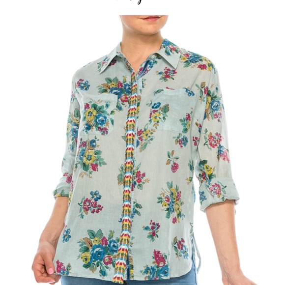 Ny Vintage button down floral. Worn about 5x - Picture 3 of 10